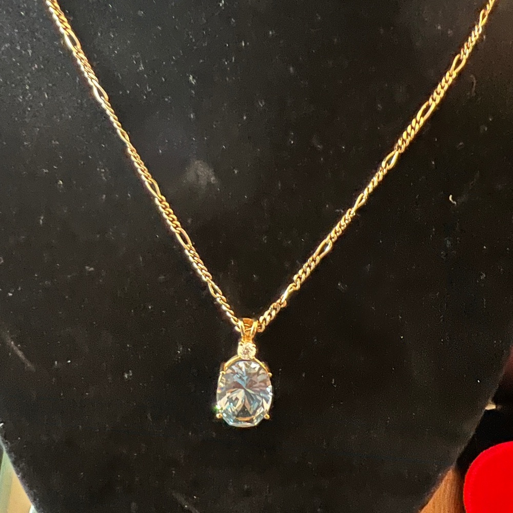 Vintage Light Blue Gemstone Sterling Necklace
